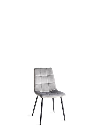 Bentley Designs Set of 2 Grey Mondrian Velvet Fabric Chairs