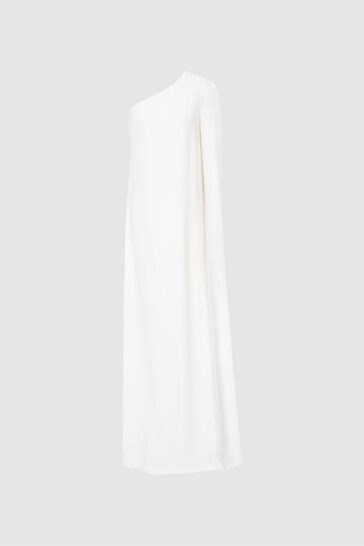 Reiss White Nina Cape One Shoulder Maxi Dress