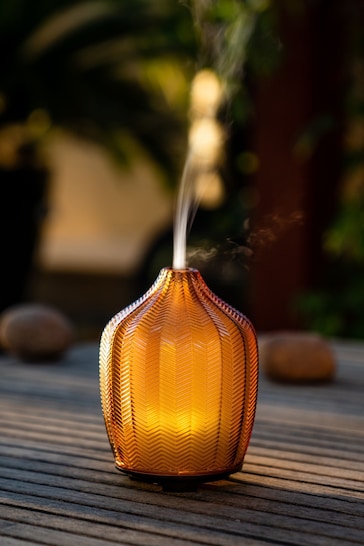 Made by Zen Fern Amber Glass Aroma Electric Diffuser with Ambient Light