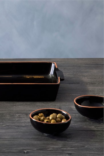Interiors by Premier Set of 3 Black Calisto Dishes