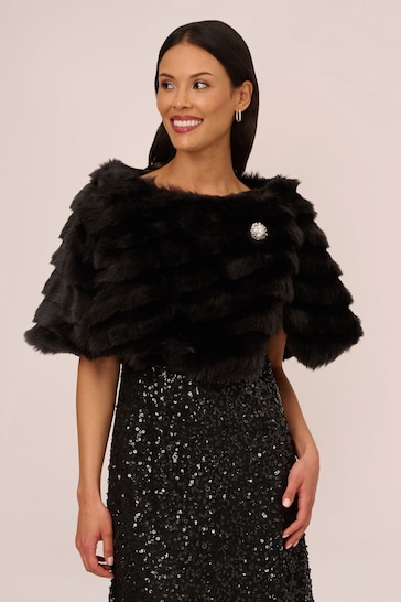 Adrianna Papell Faux Fur Brooch Coverup