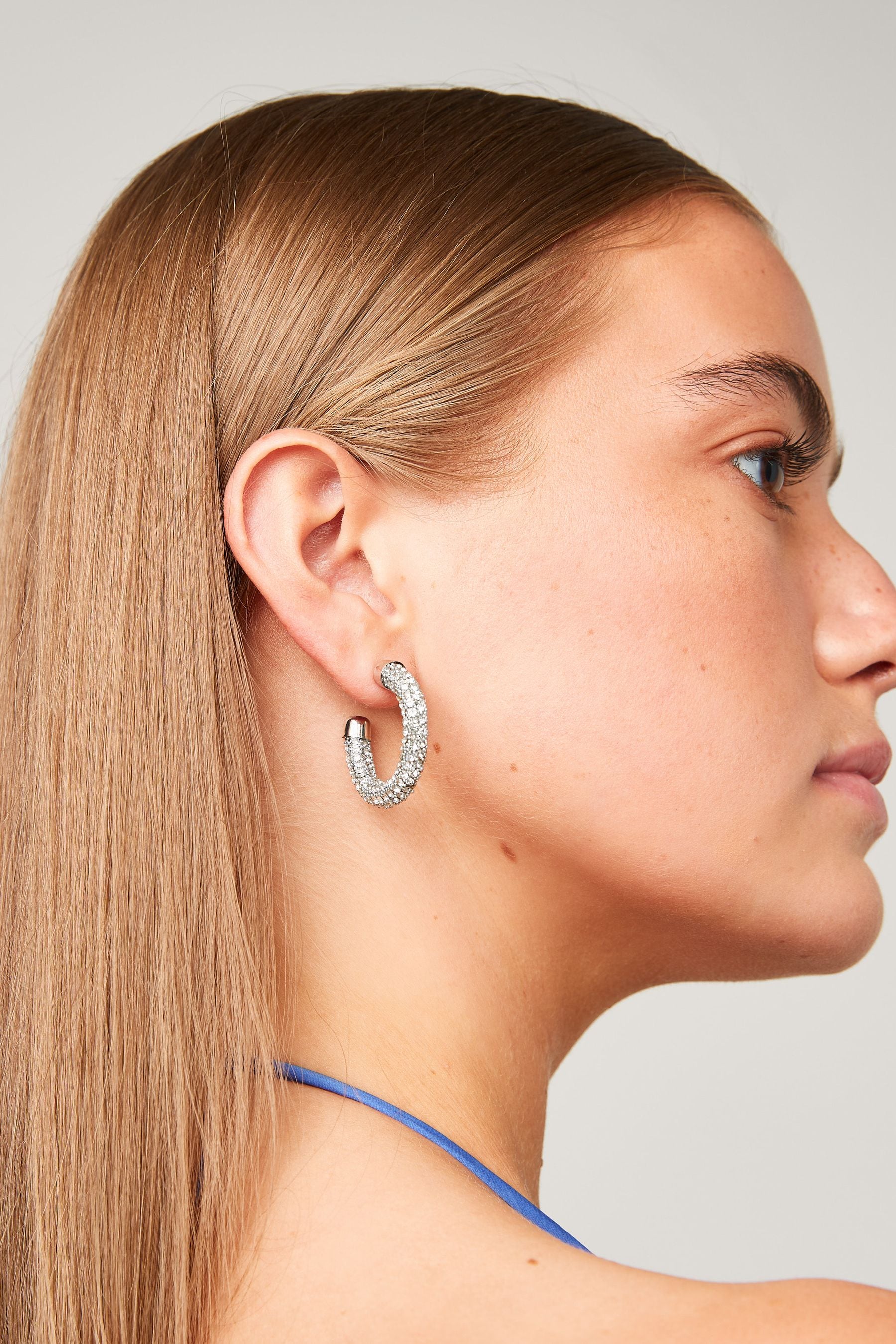 Silver glitter new arrivals hoop earrings