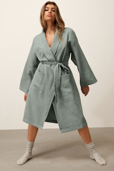 Sage Green Waffle Dressing Gown