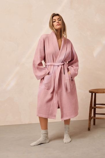 Pink Waffle Dressing Gown