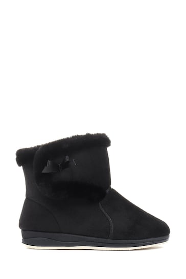 Pavers Black Wide Fit Slipper Boots
