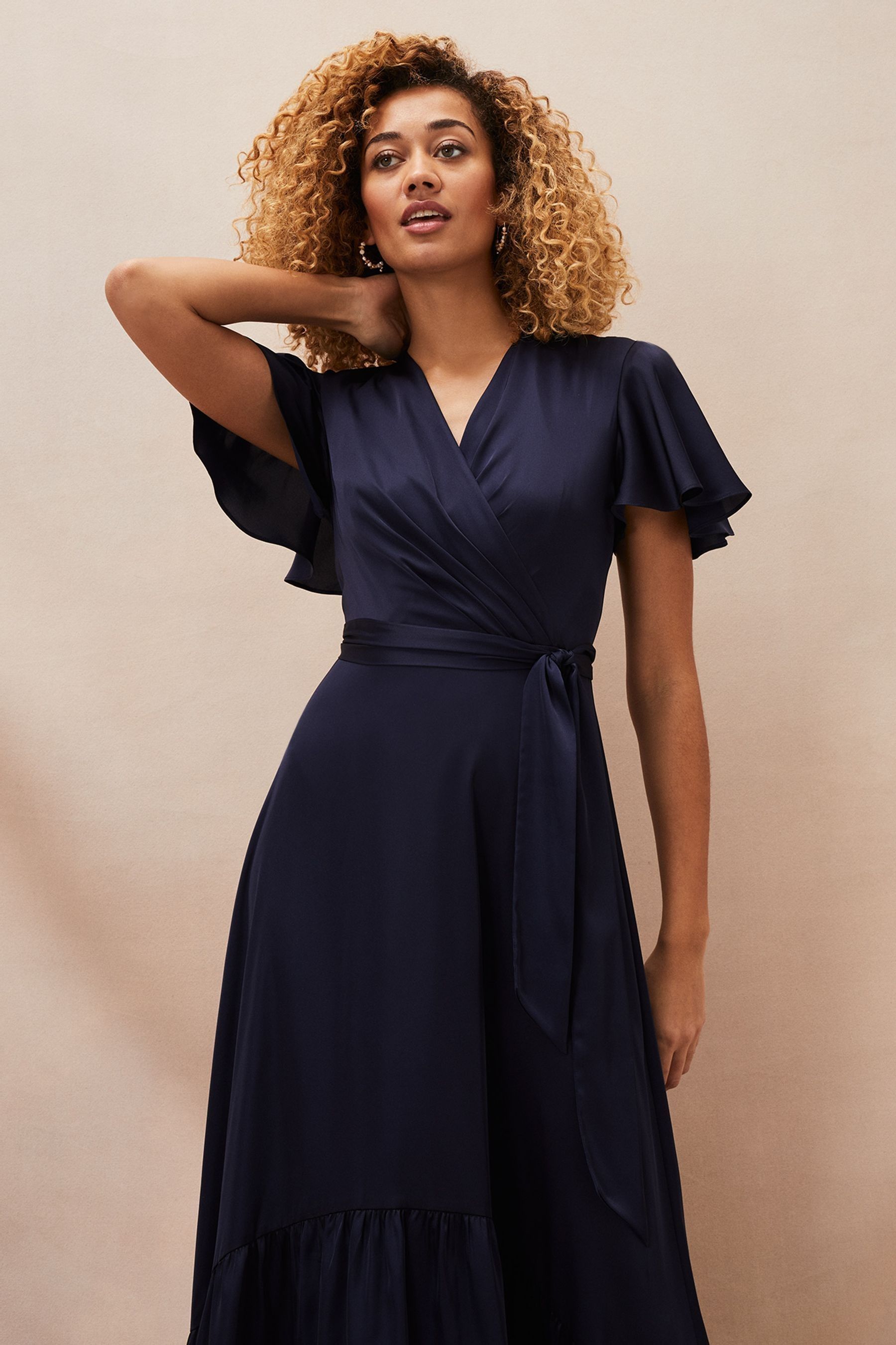 Phase Eight Blue Nancie Elipse Hem Dress