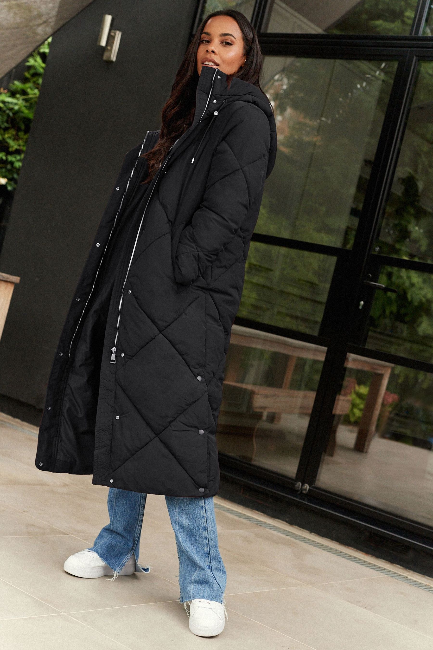 quilted long jacket womens