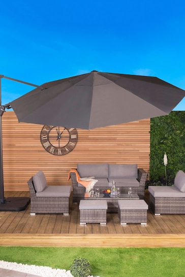 Charles Bentley Grey 3.5m Premium Cantilever Garden Umbrella