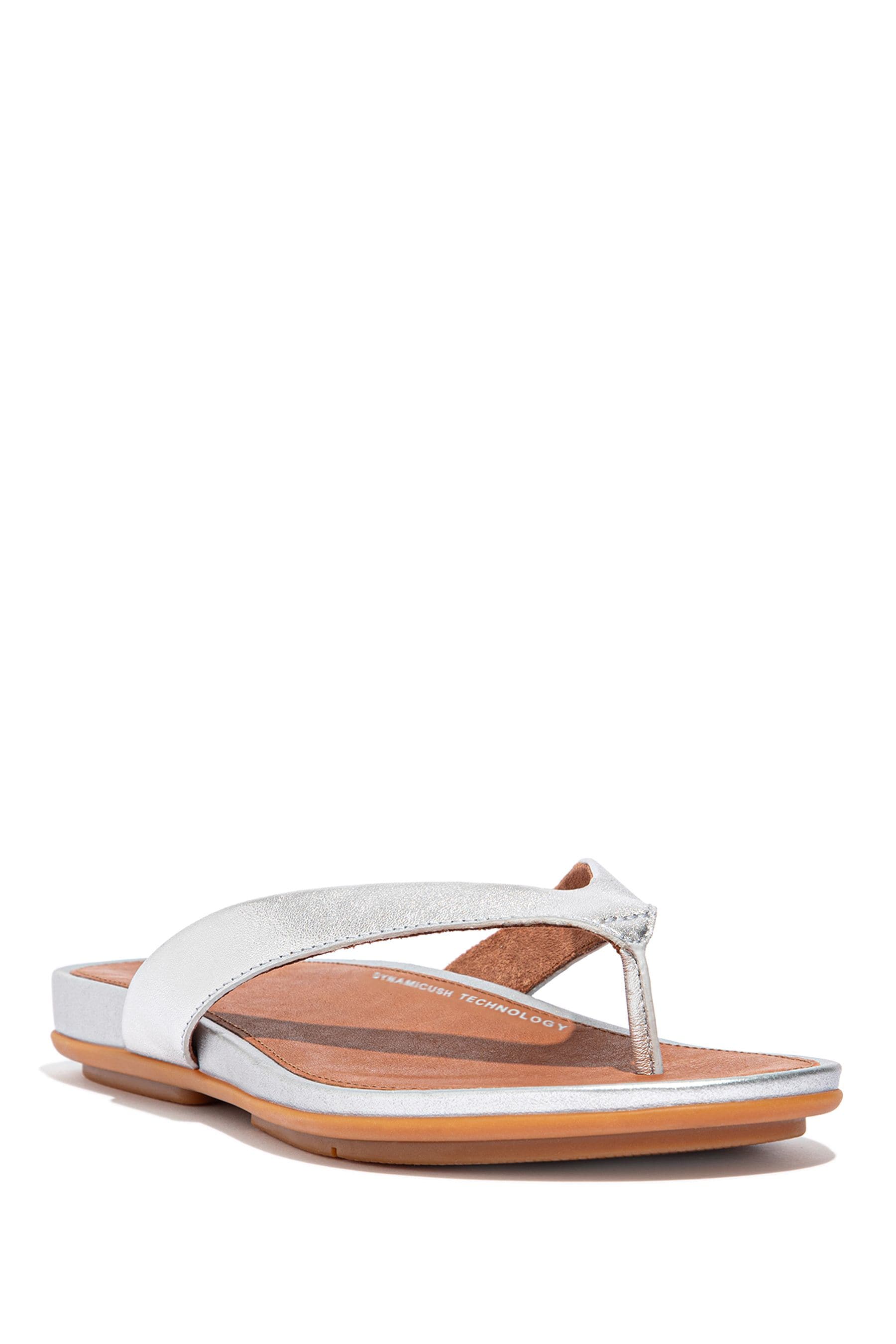 Silver leather flip flops 2025