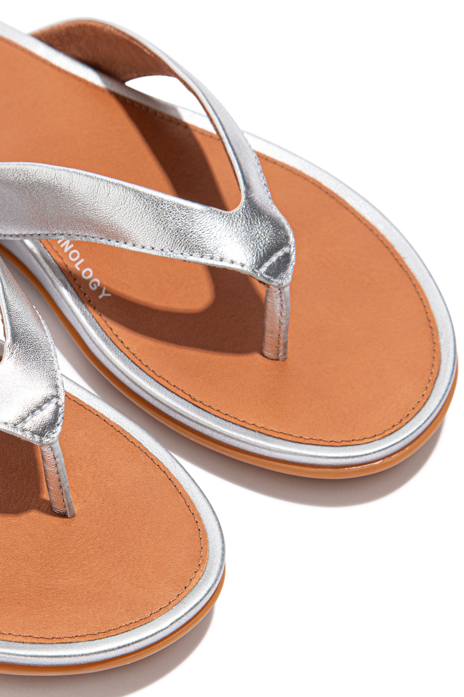 Buy FitFlop Silver Gracie Metallic Leather Flip Flops from the