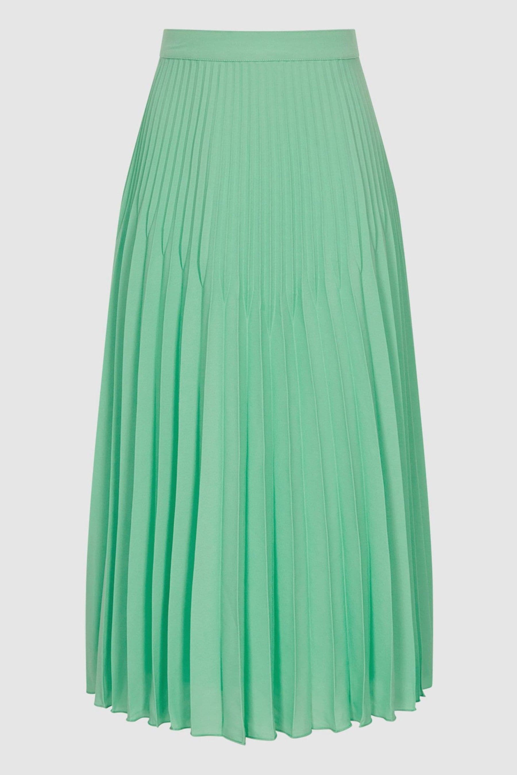 Green pleated skirt reiss store