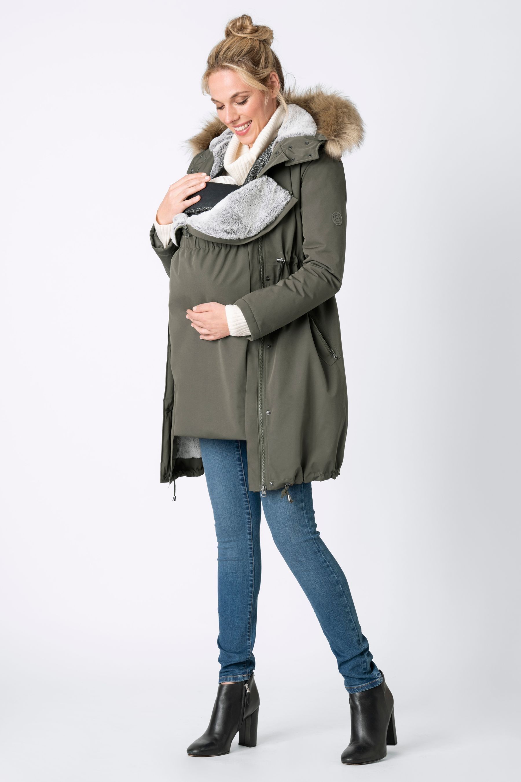 Maternity top down coat