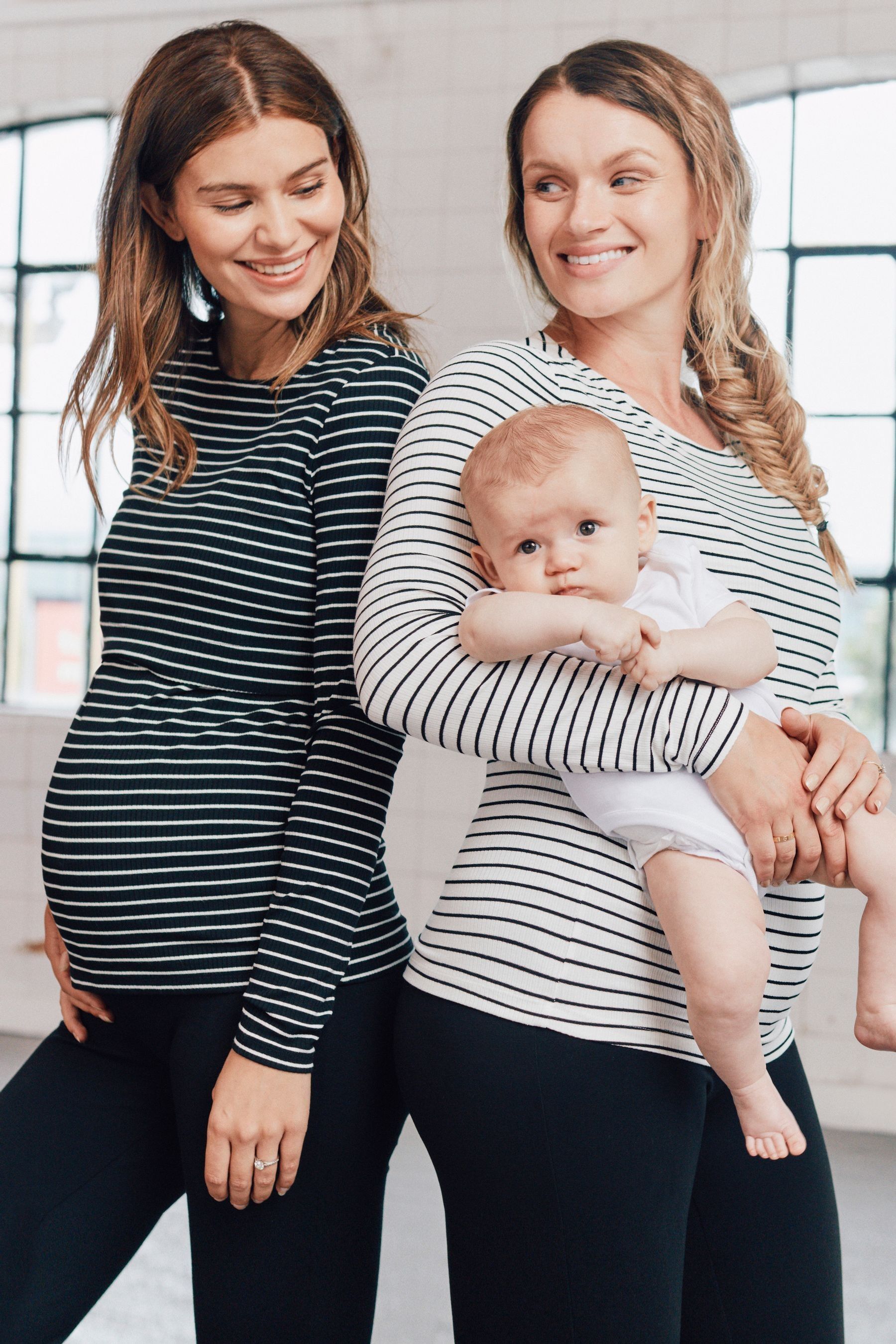 Seraphine Black Striped Maternity And Nursing Tops 2 Pack