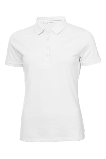 Calvin Klein Golf White Performance Cotton Pique Polo Shirt
