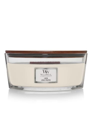 Woodwick White Ellipse Linen Scented Candle