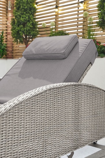 Nova Outdoor Living Grey Madison 2 Rattan Effect Sun Loungers & Side Table Set