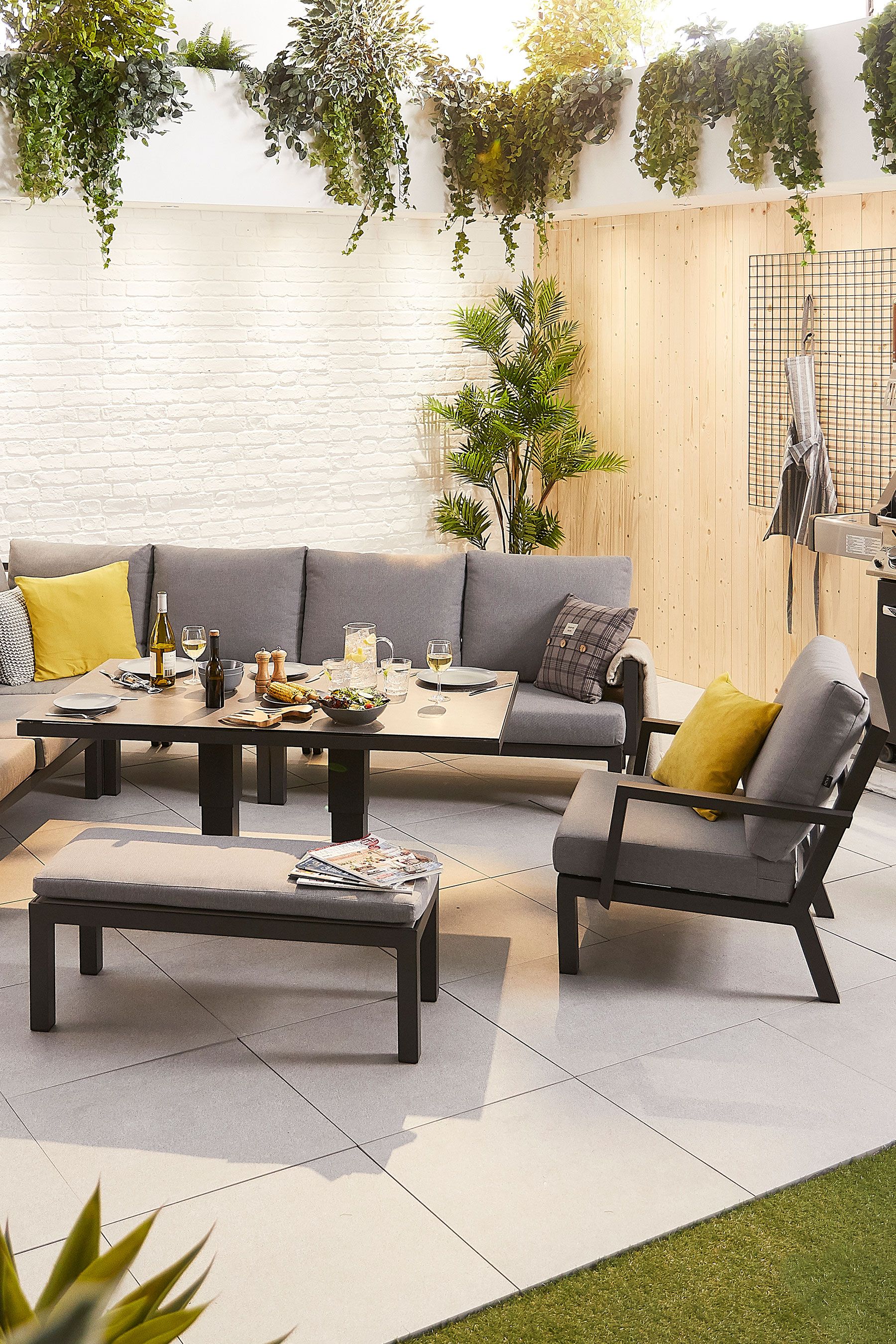 Nova Outdoor Living Grey 9 Seat Aluminium Garden Sofa Set