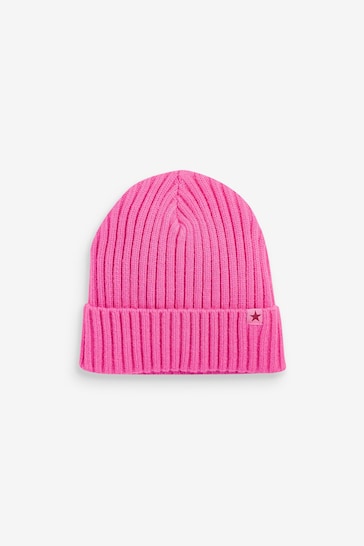 Bright Pink Rib Beanie Hat (1-16yrs)