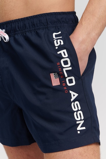 U.S. Polo Assn Blue Solid Swim Shorts
