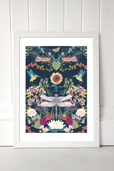 East End Prints Blue Garden Treasures Print by Becca Who