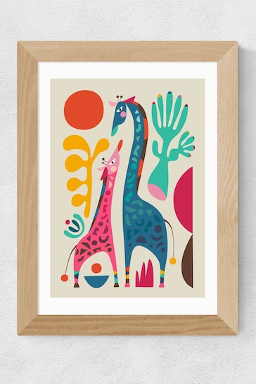East End Prints Cream Giraffes Print by Rachel Lee