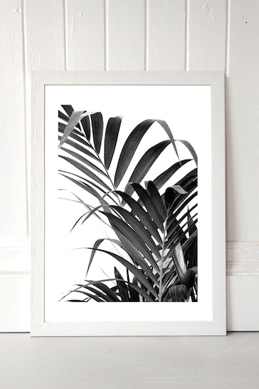 East End Prints Grey Palm Leaf 02 Print by Honeymoon Hotel