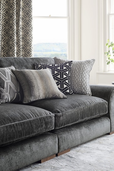 Charcoal Grey Collection Luxe Velvet Geo 50 x 50cm Cushion