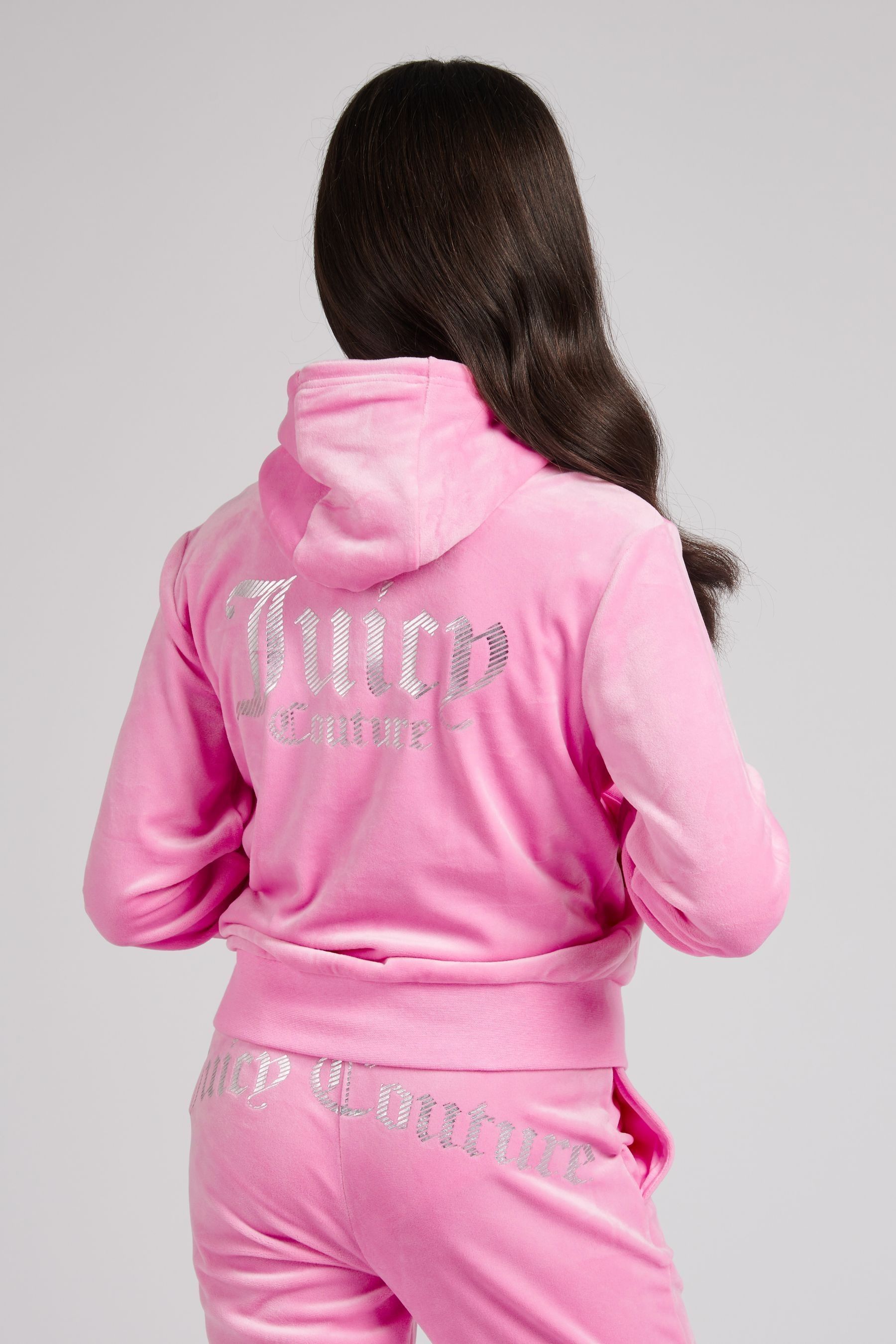 Pink velour outlet zip hoodie