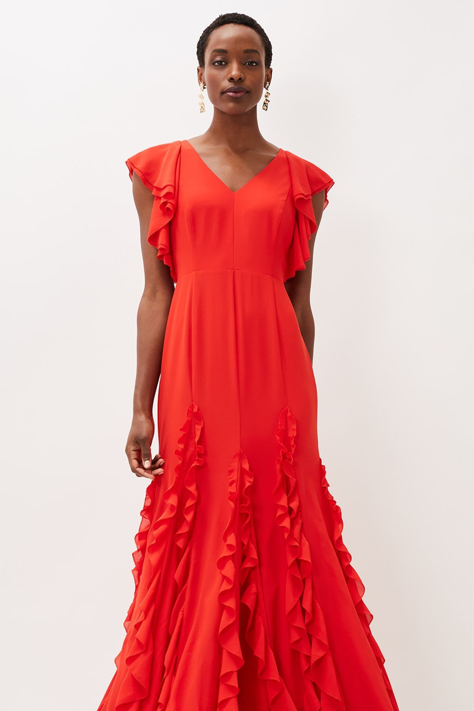Ruffle maxi dress uk top