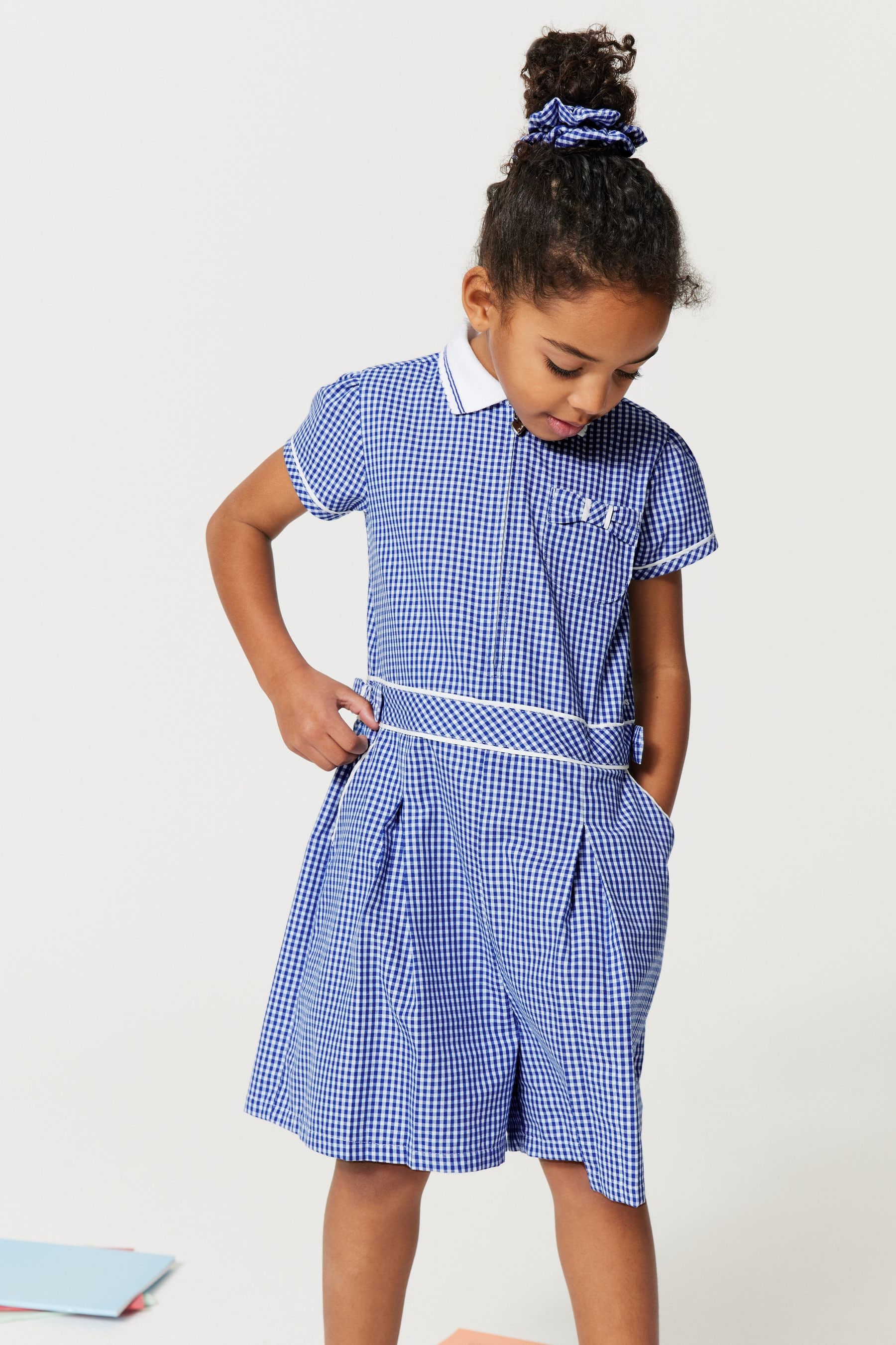 Clarks Blue Gingham School Playsuit