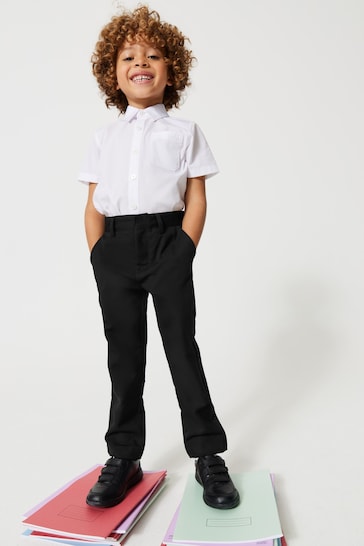 Clarks Black Boys Fastened School Trousers with Stretch