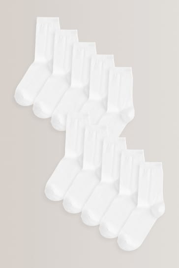White 10 Pack Cotton Rich Socks