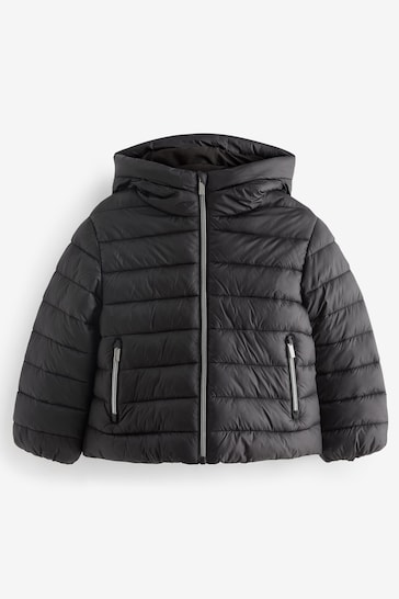 Black Shower Resistant Padded Coat (3-16yrs)