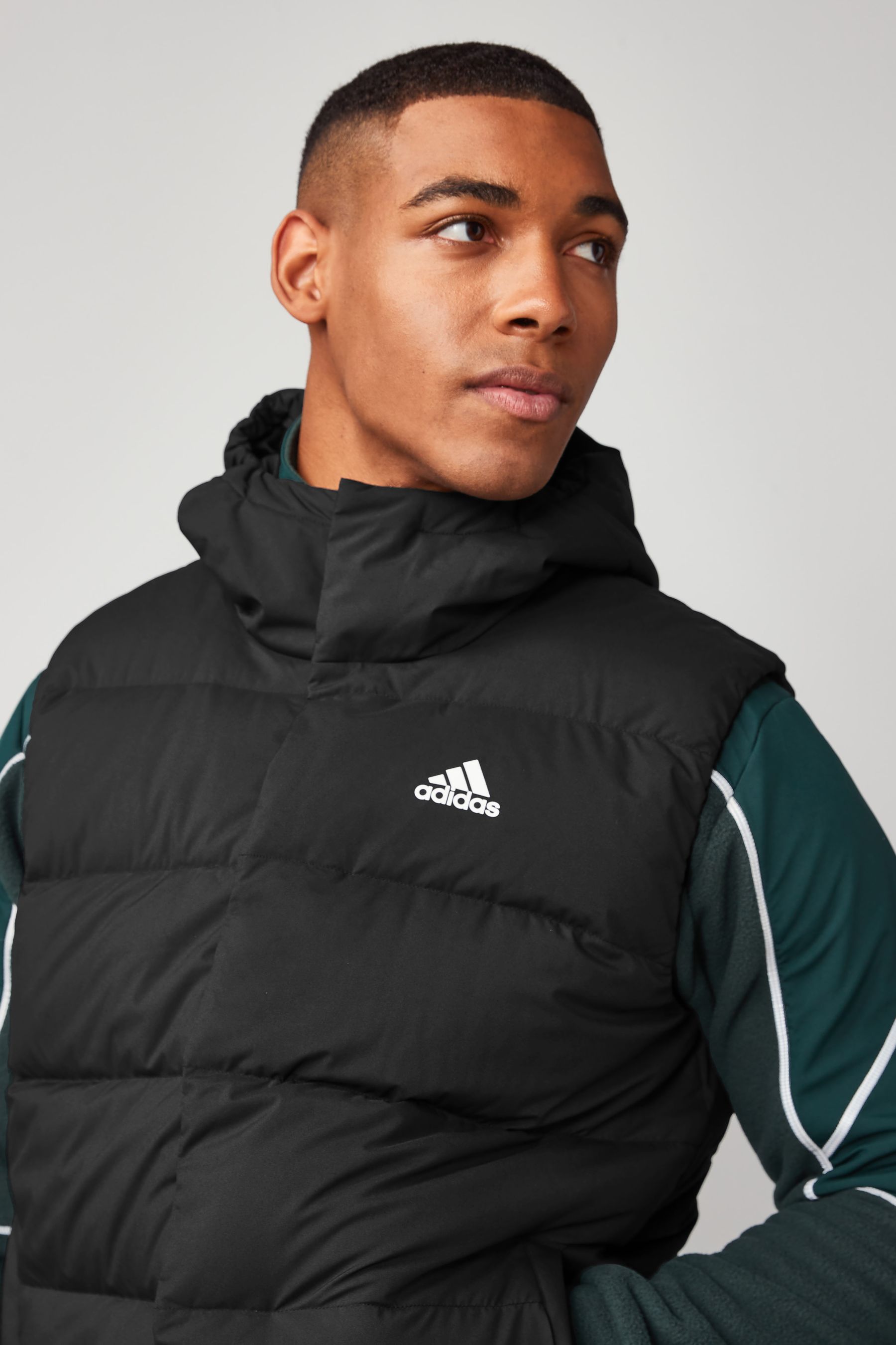Helionic hooded outlet down vest