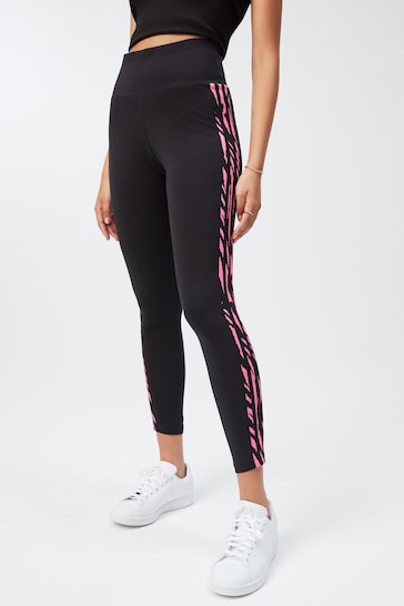 adidas originals 3-Stripes Zebra Animal Infill Black/Pink Leggings
