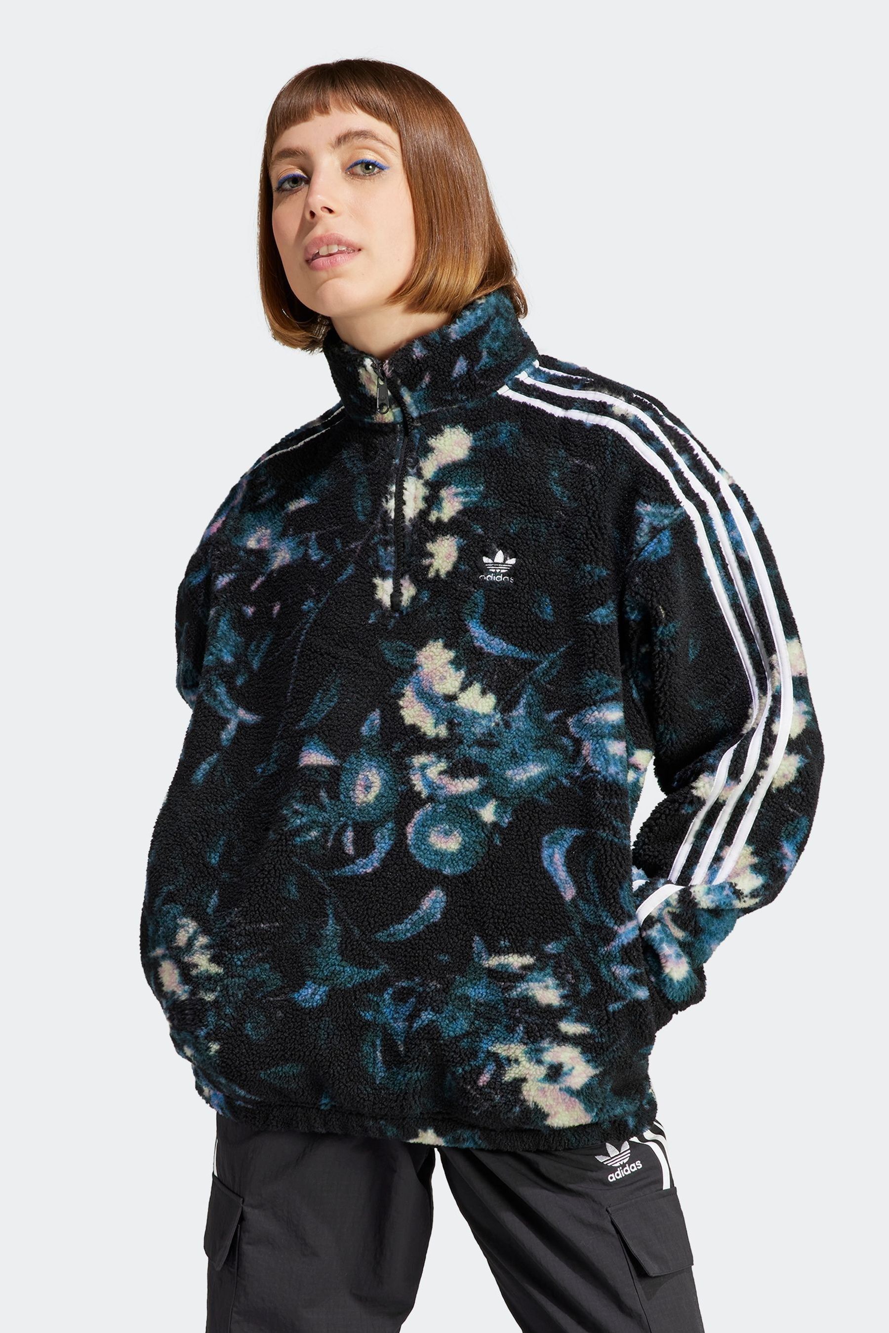 Buy adidas originals Multi Allover Print Flower Fleece Jacket from