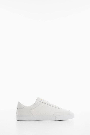 Mango Lace-up Leather Sneakers White Shoes