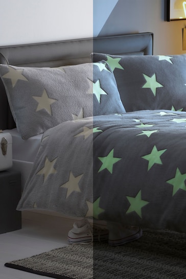 Silentnight Grey Glow In The Dark Duvet Cover and Pillowcase Set