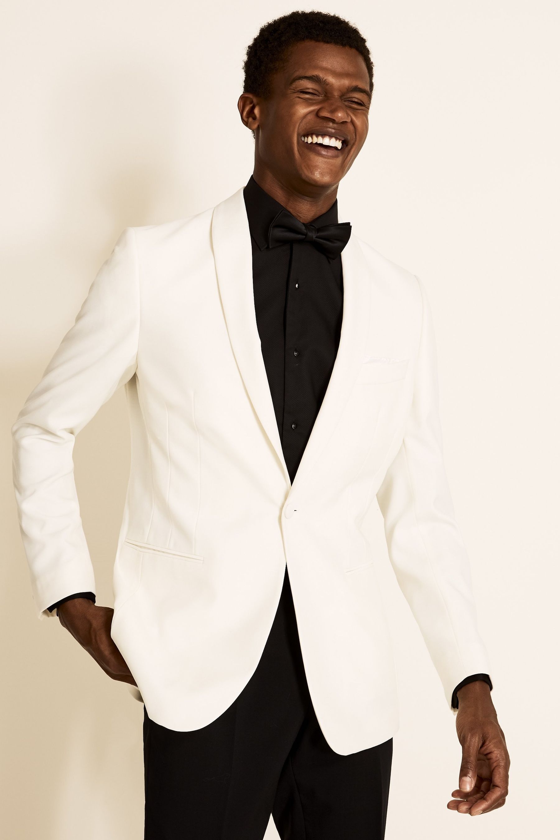 Buy MOSS White Tailored Fit Tuxedo Jacket from the Next UK online shop