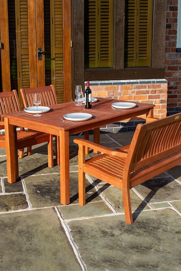 Rowlinson Honey Brown Willington 4 Seat Rectangular Garden Dining Set