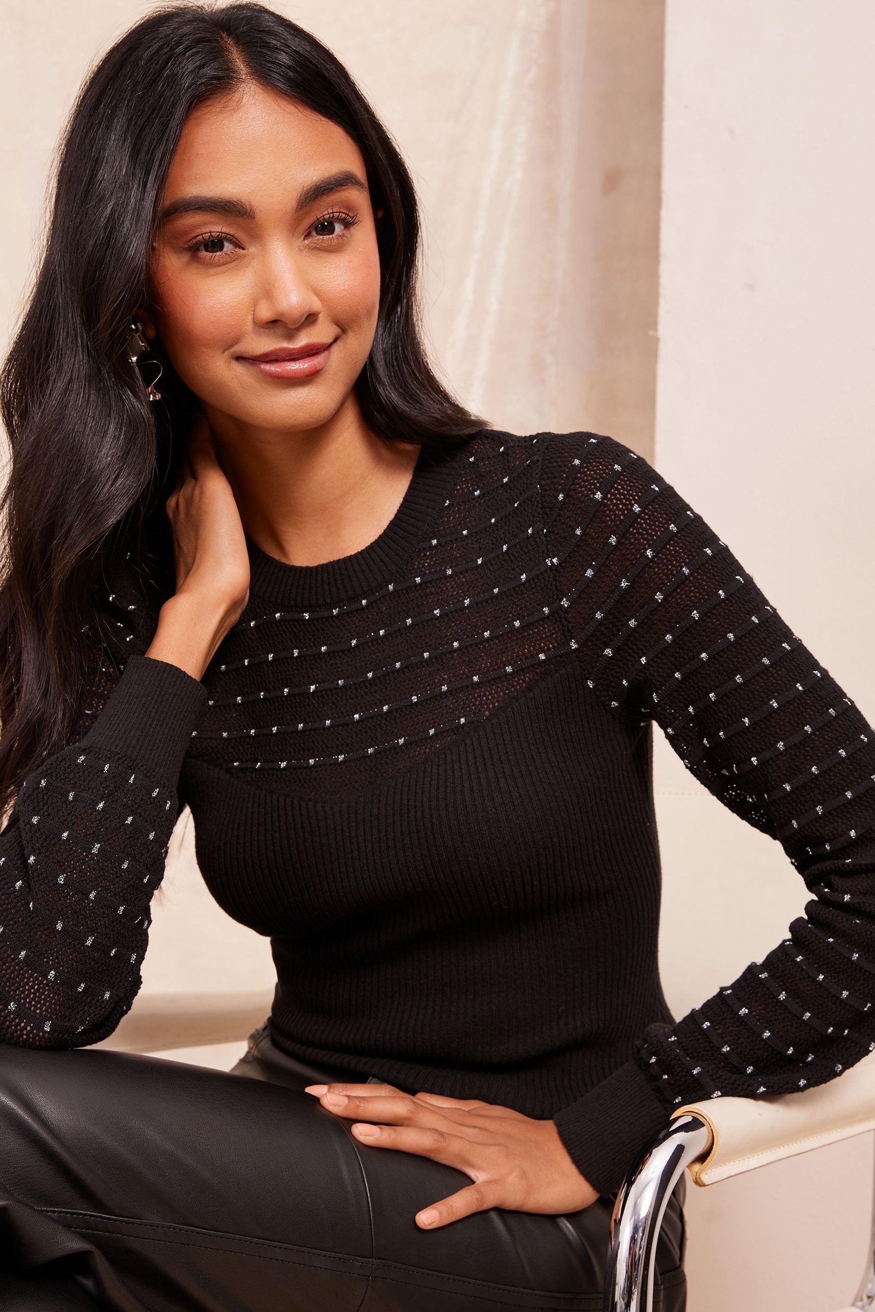 Buy Friends Like These Black Yoke Stitch Sleeve Jumper from the Next UK online shop