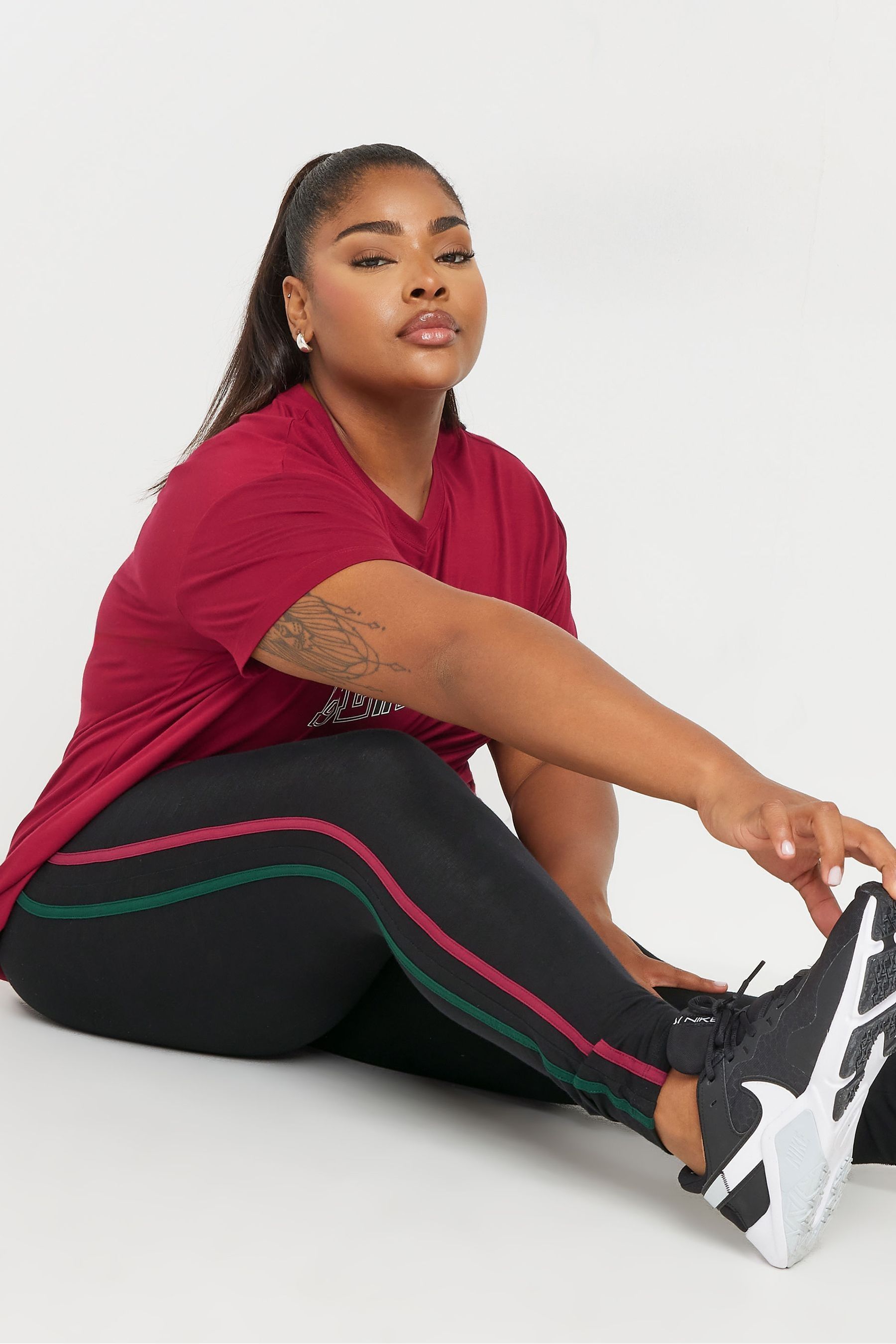 Black leggings with red side stripe clearance
