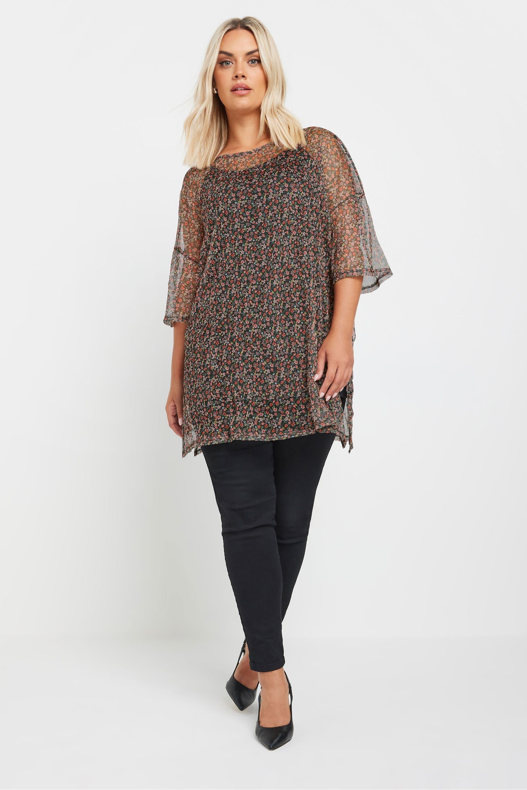 Oversized black mesh top discount