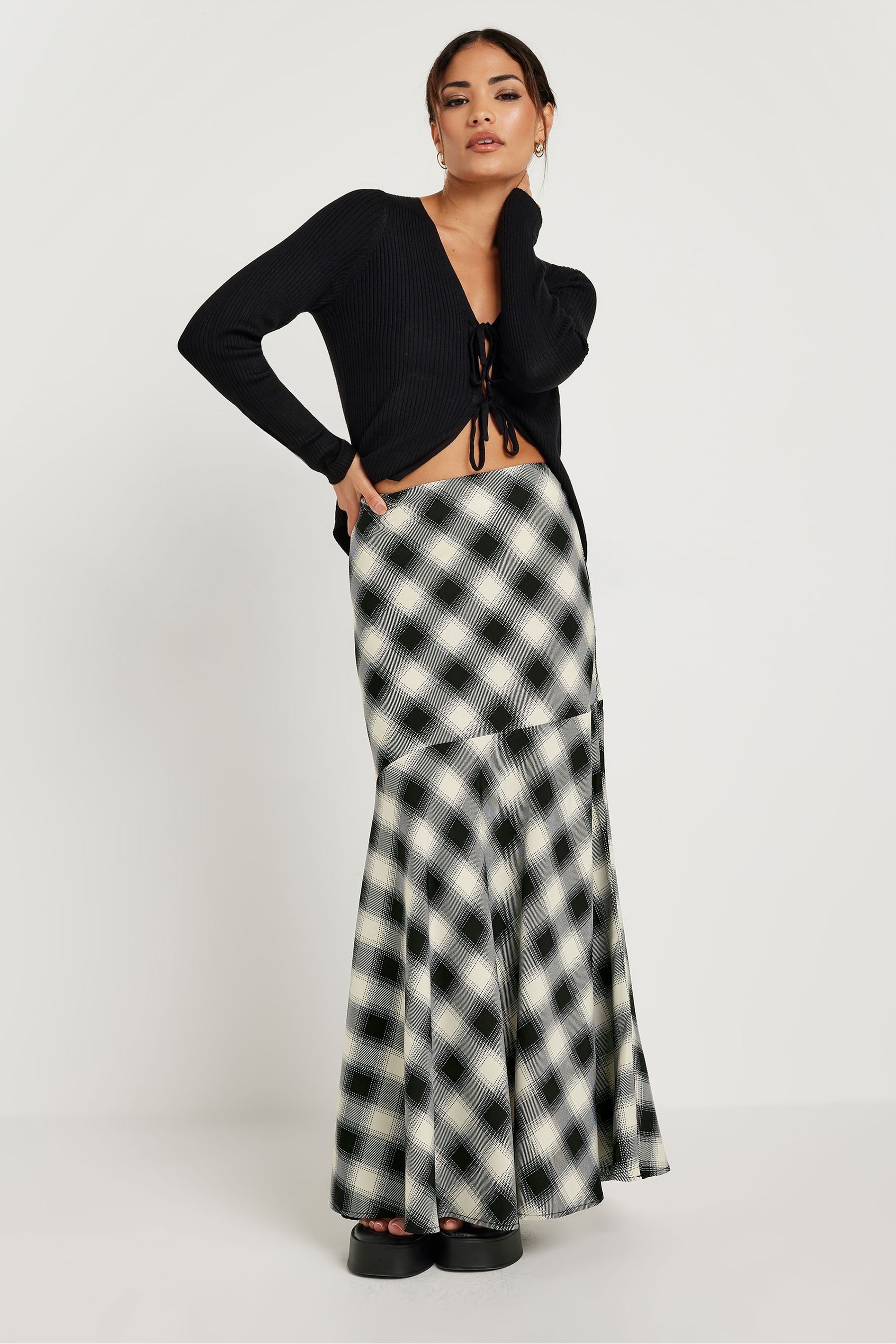Buy PixieGirl Petite Black Check Maxi Skirt from the Next UK online shop