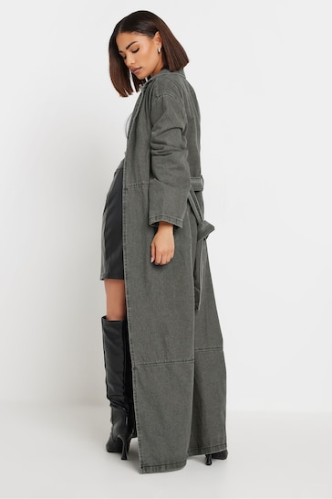 PixieGirl Petite Grey Denim Trench Coat