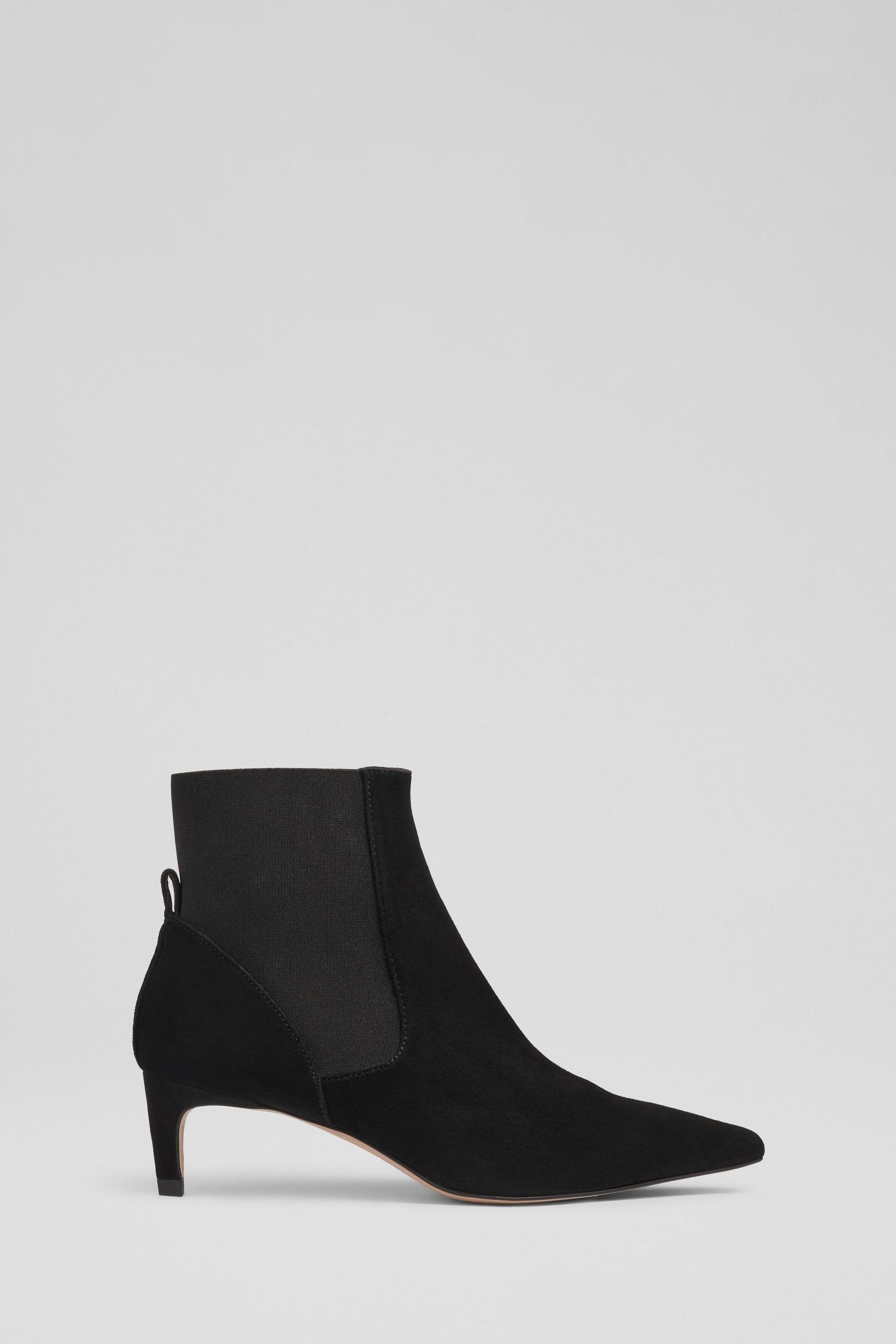 Black suede kitten heel ankle boots uk hotsell