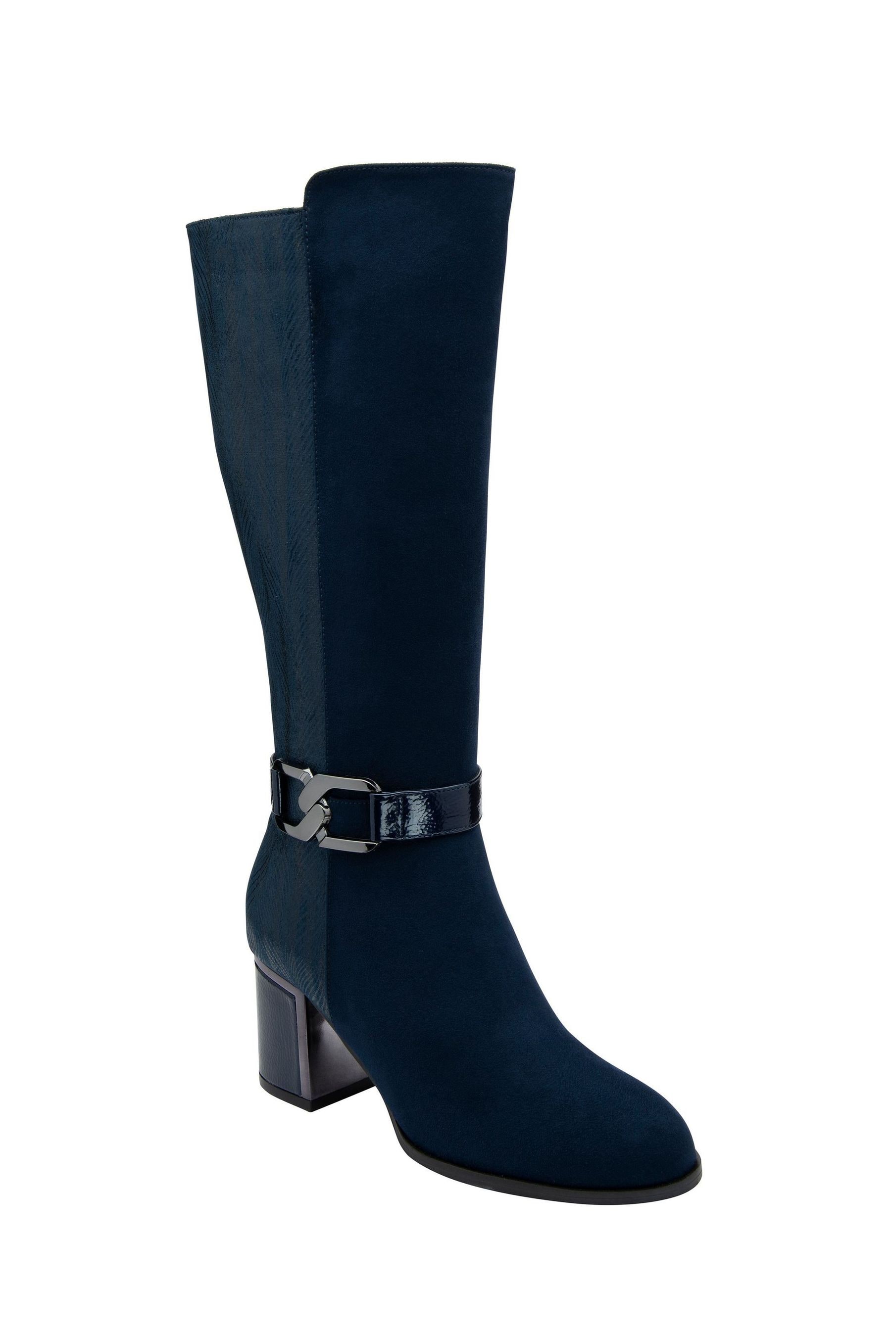 Blue knee high boots uk shop