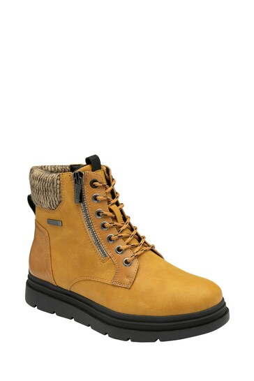 Lotus Yellow Zip Up Flat Ankle Boots