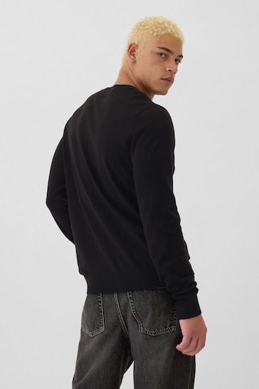 Gap Black Cotton Knit Crew Neck hem Sweatshirt