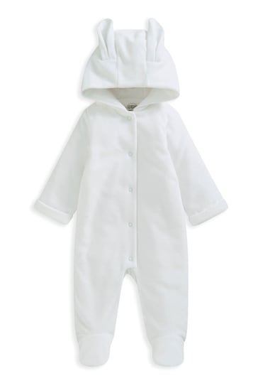 Mamas & Papas Velour Bunny White Pramsuit